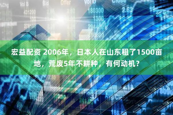 宏益配资 2006年，日本人在山东租了1500亩地，荒废5年不耕种，有何动机？