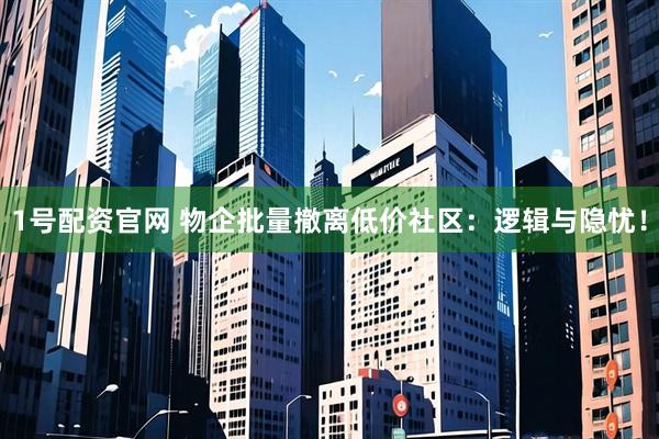 1号配资官网 物企批量撤离低价社区：逻辑与隐忧！